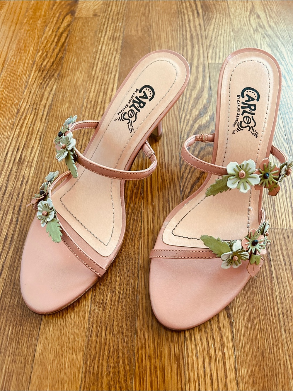 Carlos Santana Bloom Coral Strap Heeled Sandals 8M
